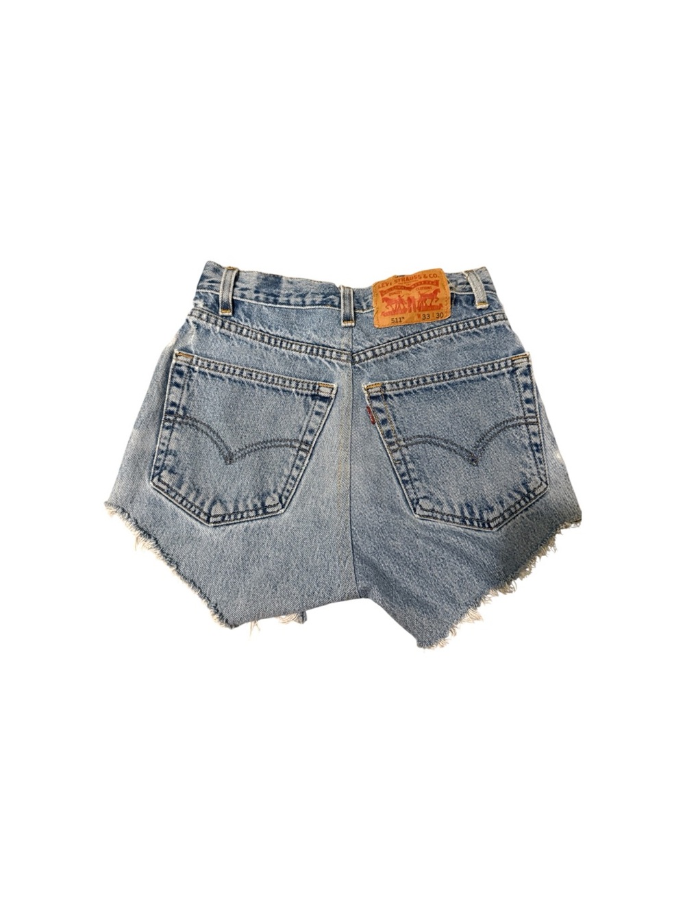 Levi's Light Blue High-Waist Distressed Denim Shorts - Picture 2 of 2